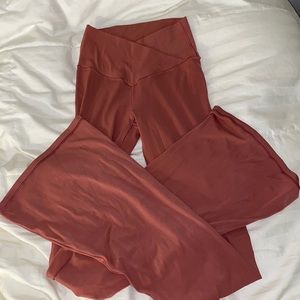 Blush pink crossover flares